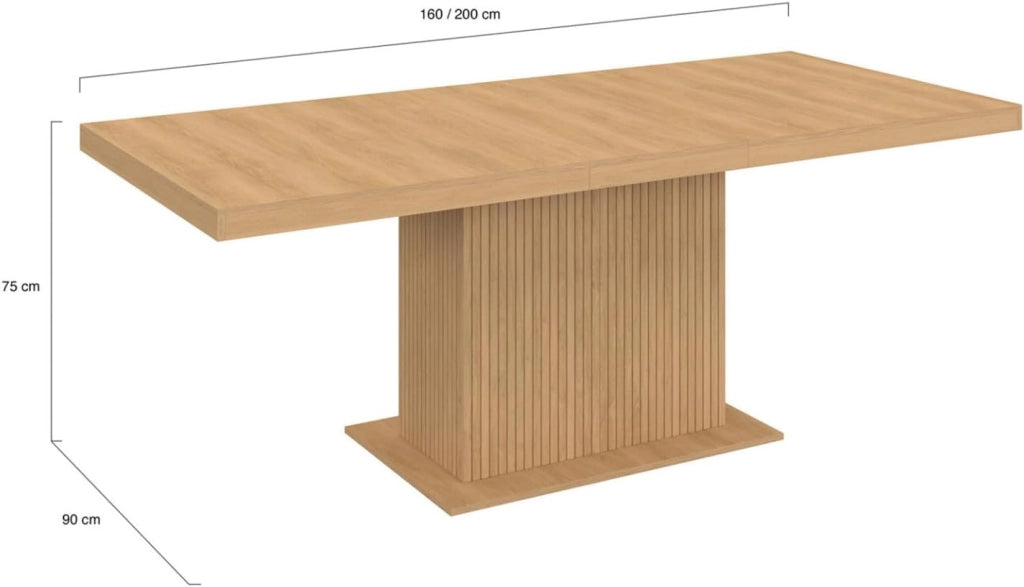 JULIETTE Tavolo da pranzo allungabile per 6-10 persone con doghe in legno e contenitore 160-200 cm