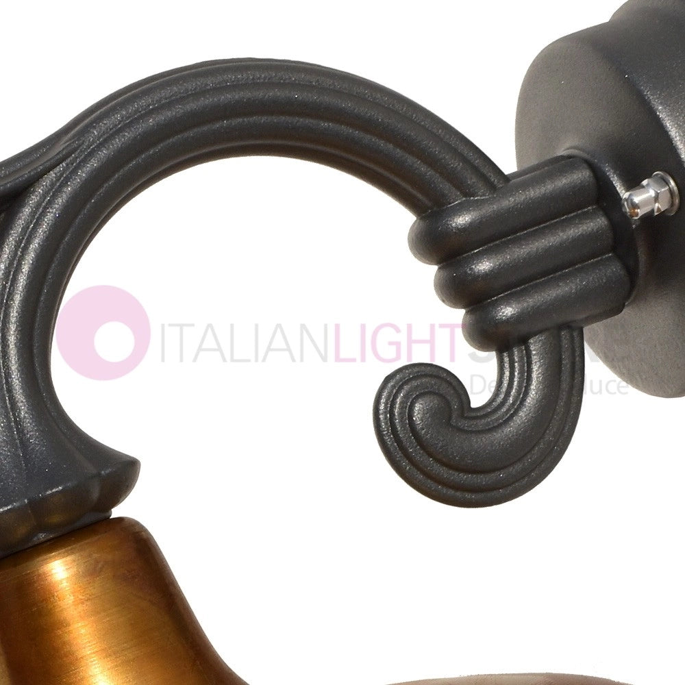 NIKE ANTRACITE Lampada a Parete da Esterno con piatto in ottone anticato