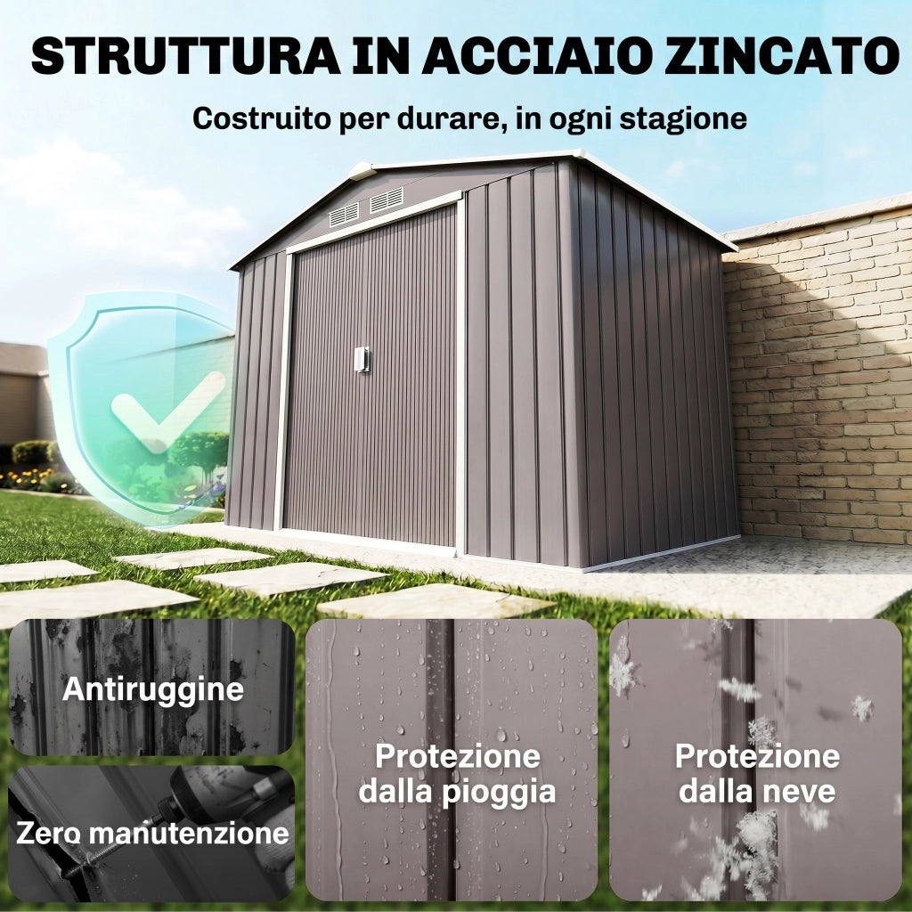 Casetta da Giardino ¨C zephmum ¨C Grigio 213x130x185 cm