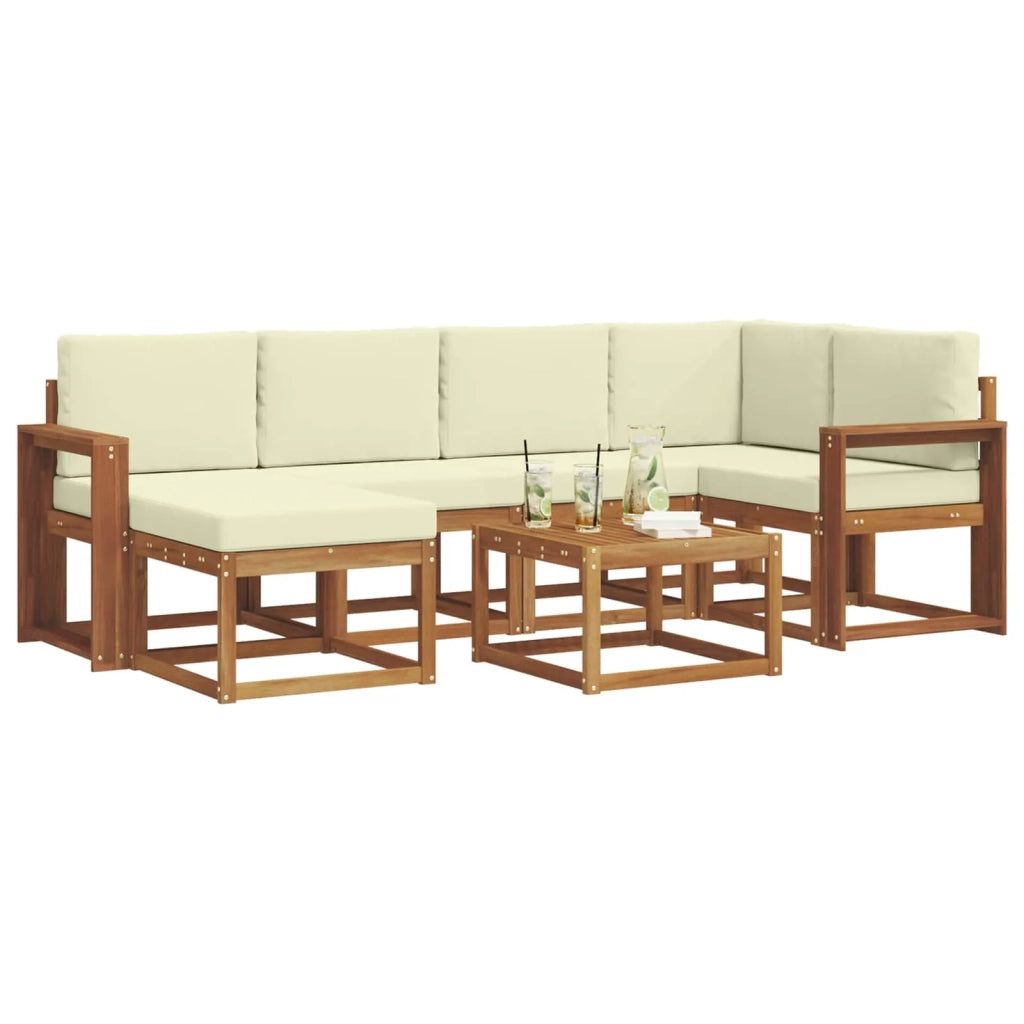 Set di divani da esterno con cuscino 7 pcs Naturale e Crema 3366678