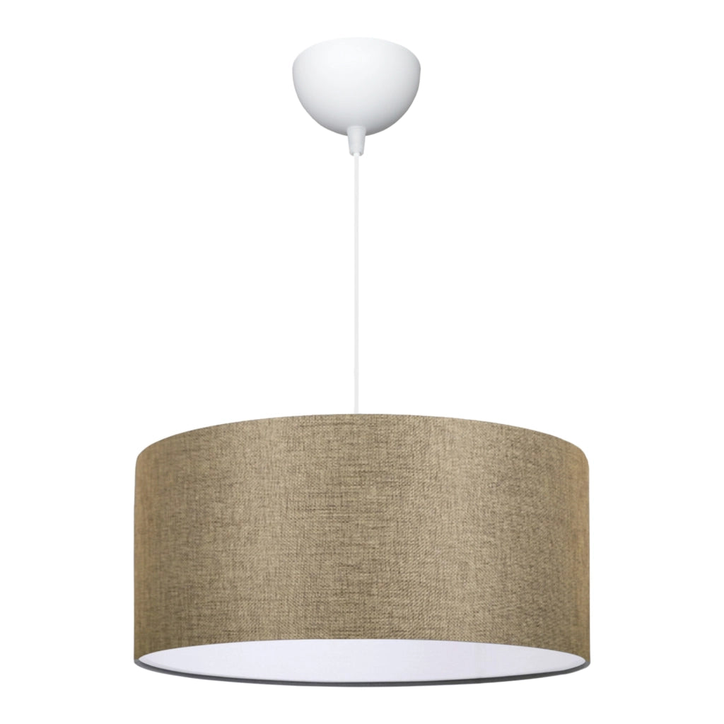 Lampada a Sospensione Lampada da Soffitto con Paralume Cilindrico Lampada Pendente con Abat-Jour in Tessuto - Beige lux.pro