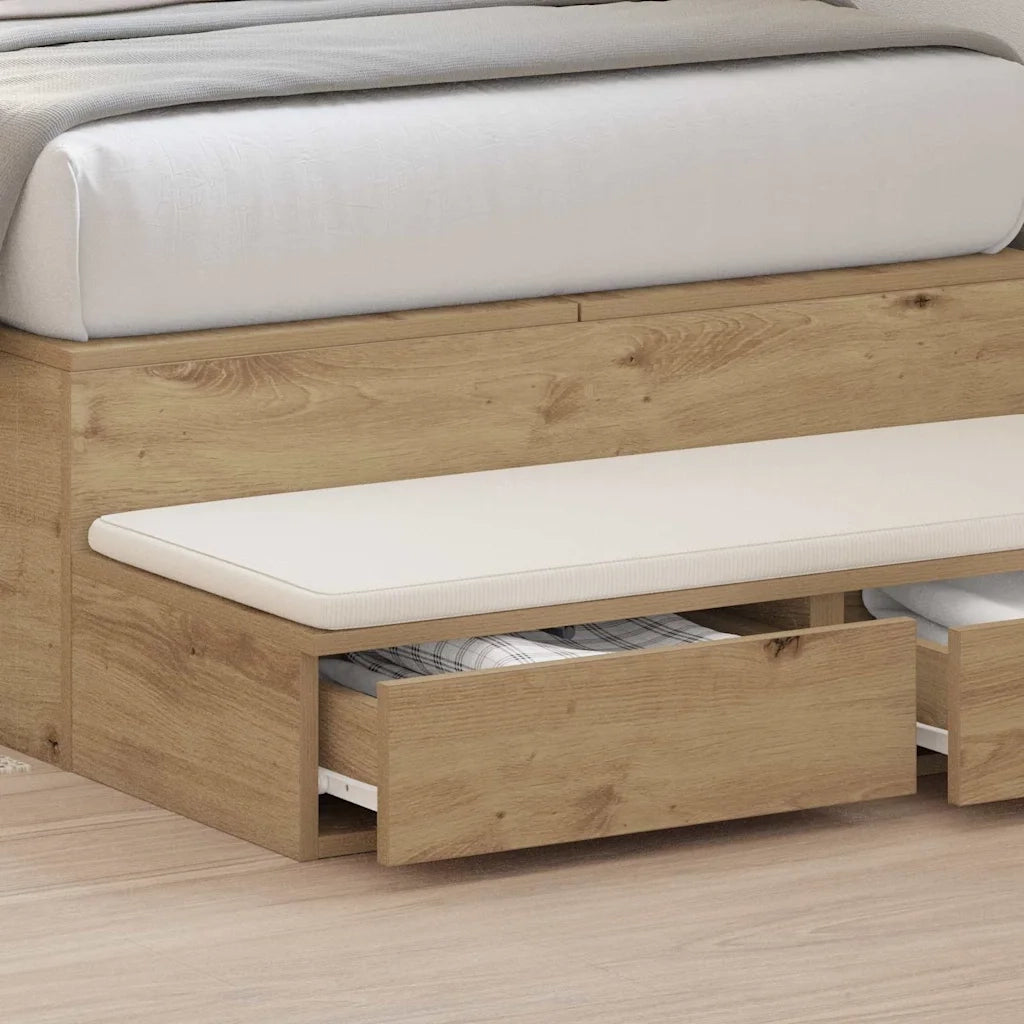Cassetti per letto | Comodino | Armadio da Notte | Mobiletto da notte Rovere artigianale 75 x 36,5 x 16,5 cm