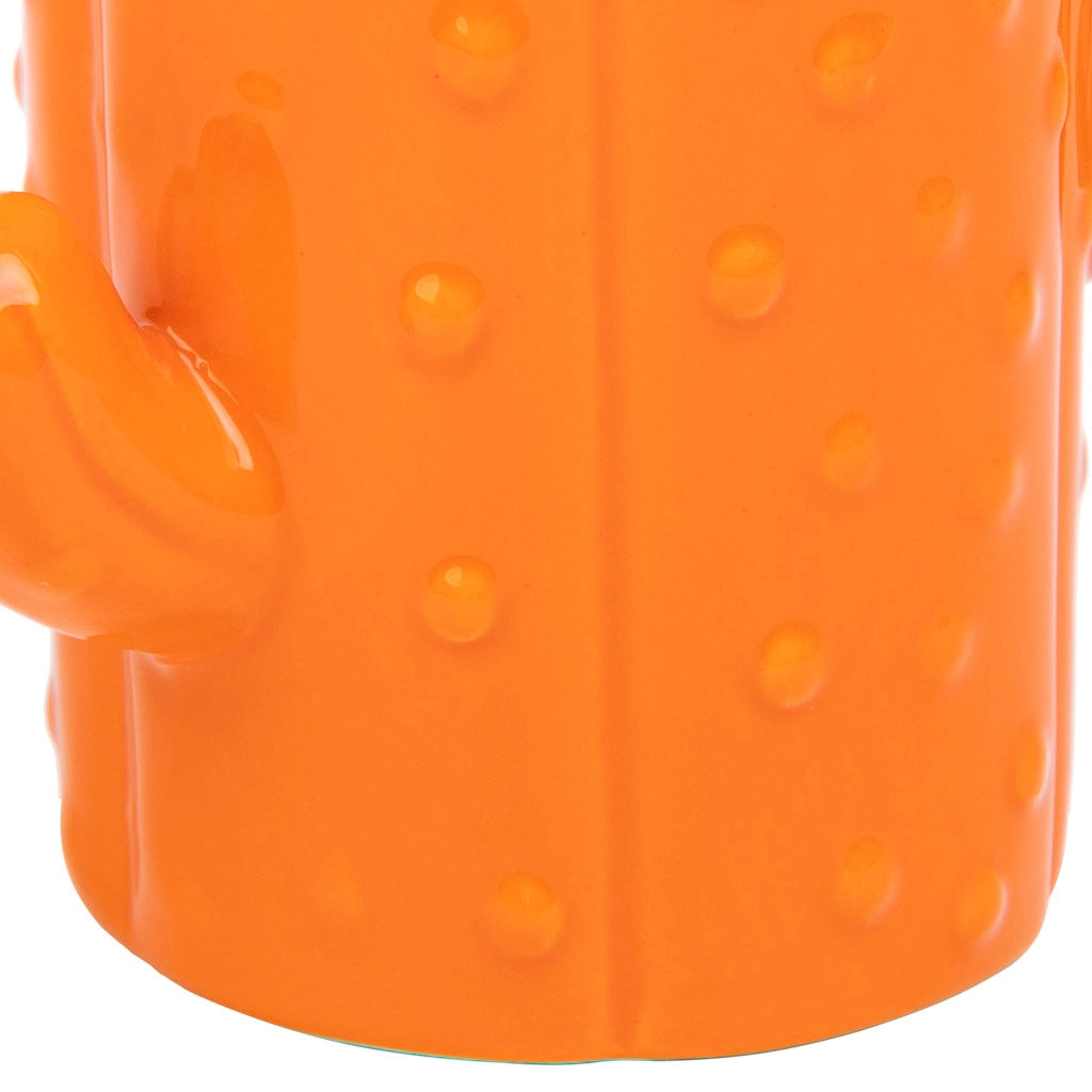 Portapenne cactus in ceramica arancione 13,5x7,8x11h