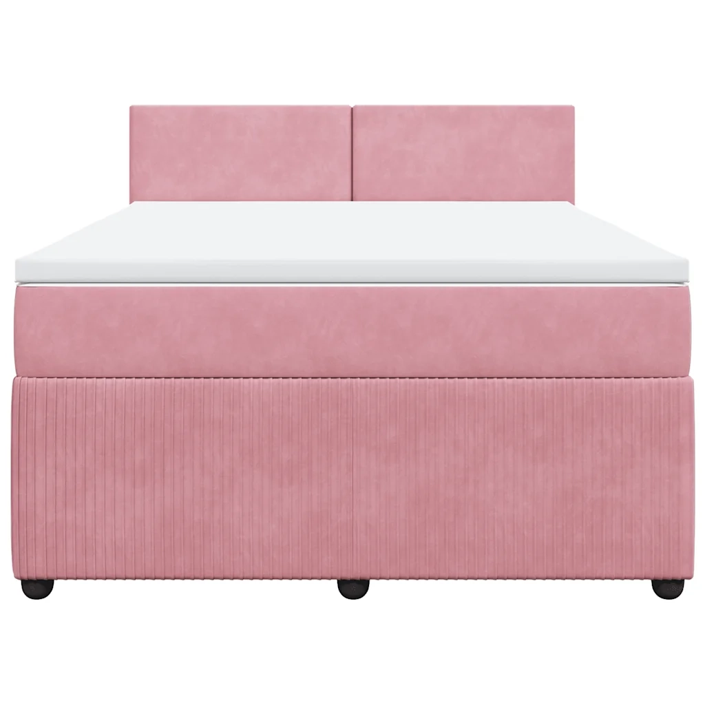 Giroletto a Molle con Materasso Rosa 140x190 cm in Velluto