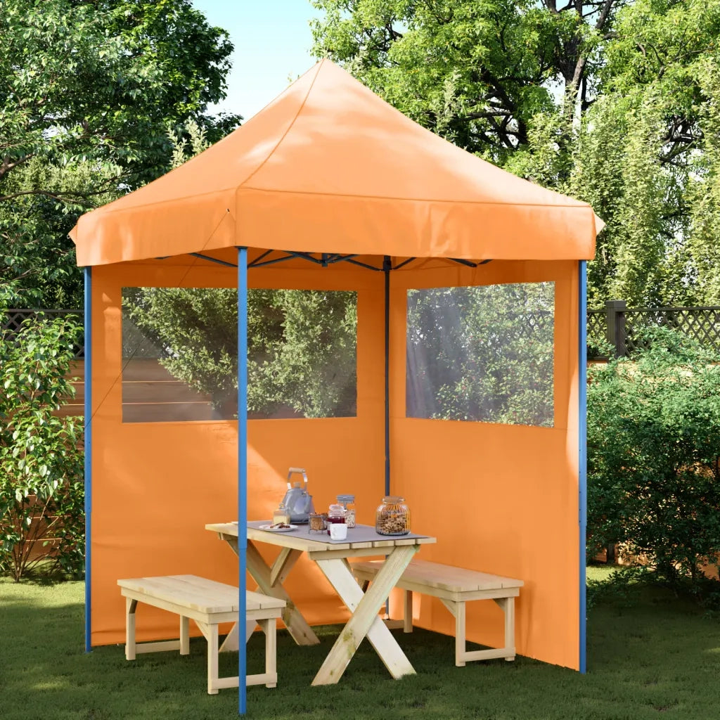 Tendone per Feste Pieghevole Pop-Up con 2 Pareti Arancione 4004993