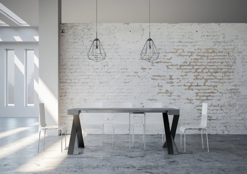 Consolle allungabile 90x40/300 cm Diagis Cemento telaio Antracite