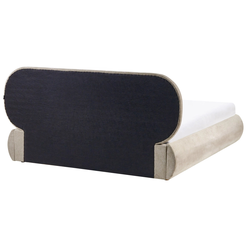 Letto matrimoniale imbottito con struttura a molle a sollevamento trapuntato 160 x 200 tortora e contenitore sollevabile