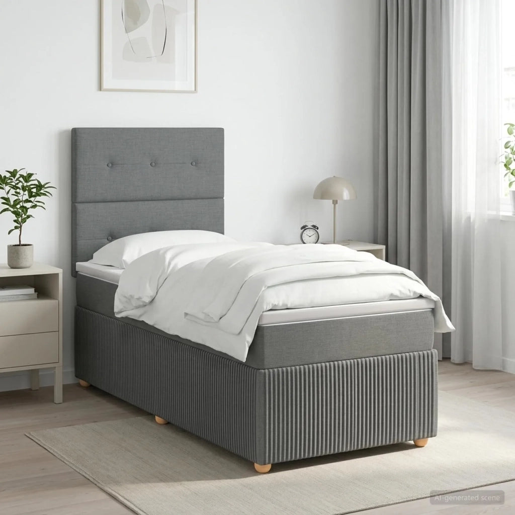Letto box spring con materasso Grigio Scuro 90 x 190 cm Tessuto 3454285