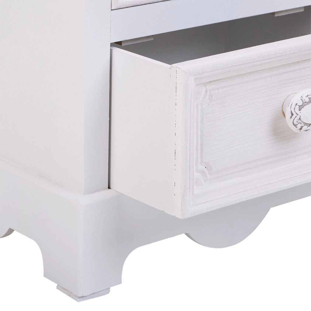 Vetrina in legno e vetro con 1 anta e 2 cassetti bianca 32x26x80