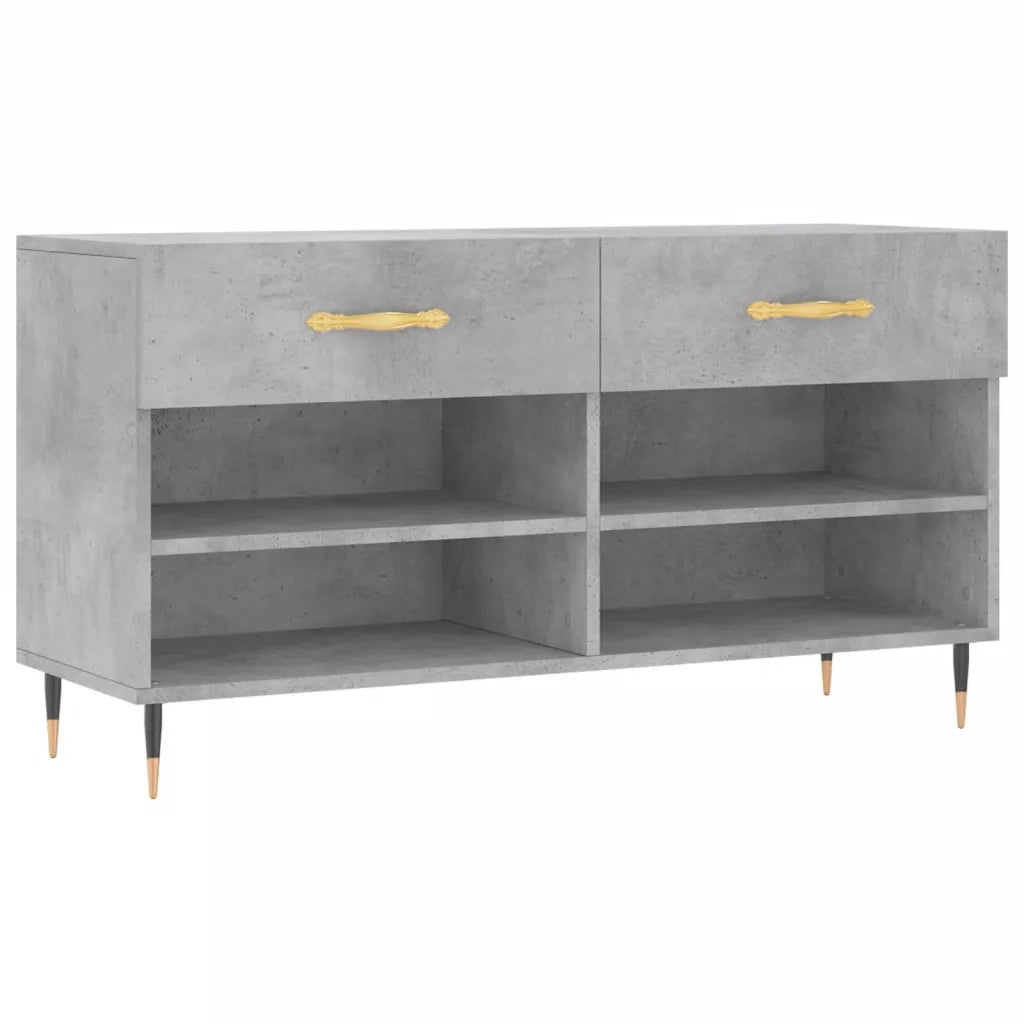 Panca Porta Scarpe | Scarpiera | Mobile per scarpe Grigio Cemento 102x35x55cm Legno Multistrato