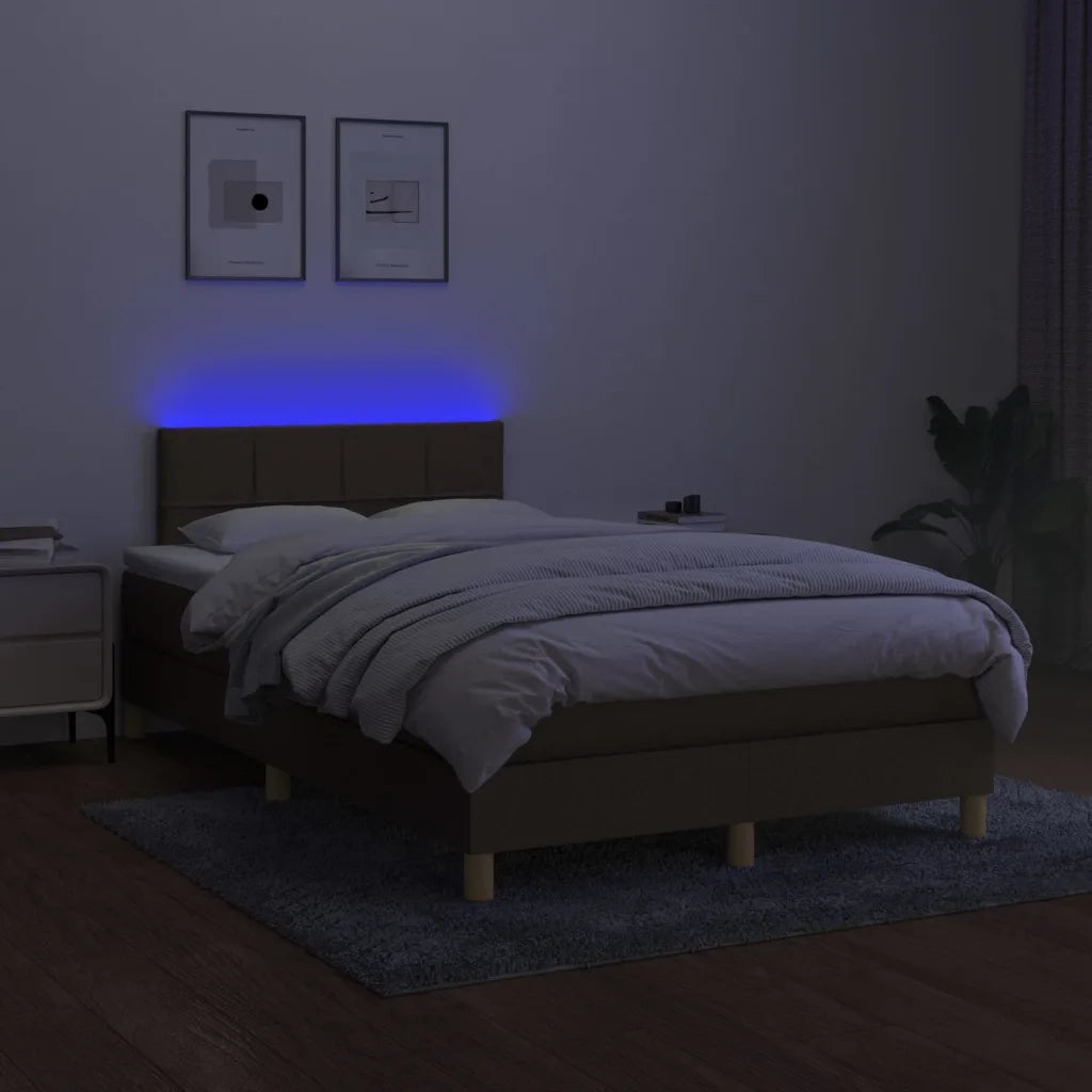 Letto a Molle Materasso e LED Marrone Scuro 120x200 cm Tessuto cod mxl 62016