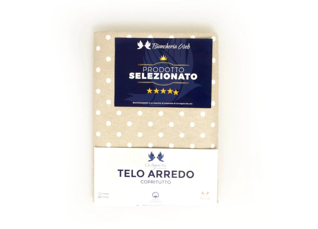 Telo Arredo Granfoulard Copritutto Cotone Made Italy Vari Disegni Arredatutto Copriletto Multiuso - 1 Piazza - Pois Bianco