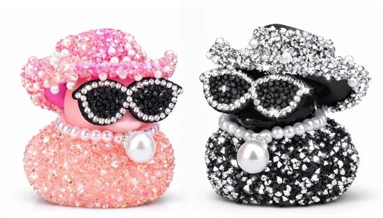 Accessori per Auto - Badeend in Rubbers - 2 Pezzi - Diamanti Rosa - Decorazioni per Auto - Copricapo/Sole - Accessori in Plastica/Rubbers - Badeend Glanzente