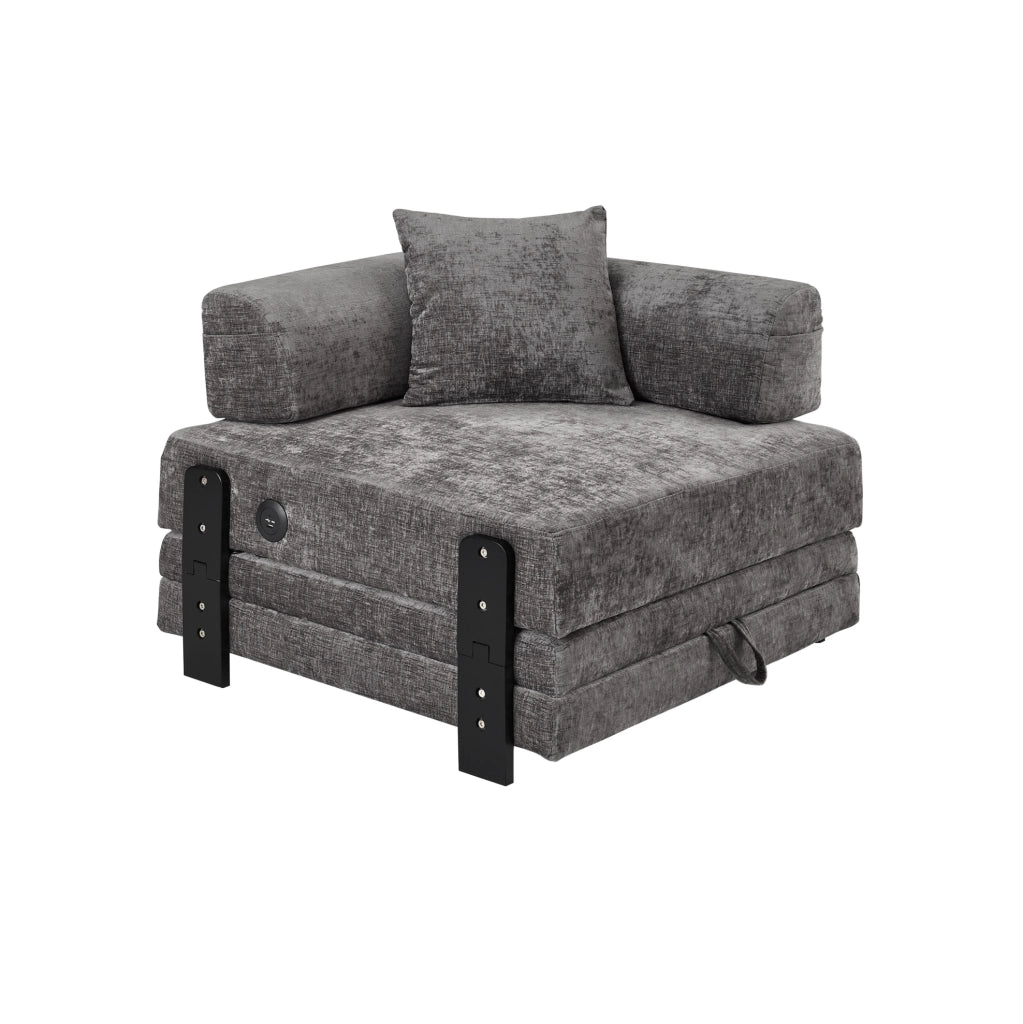 Divano letto pieghevole 2 in 1 con ricarica USB e Type-C grigio scuro HOMVRA