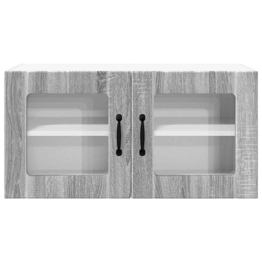 Pensile da cucina | Mobile in vetro da parete PORTO Grigio Sonoma 80 x 31 x 40 cm