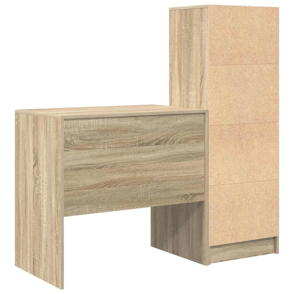Scrivania | Tavolo da Ufficio con cassetto con lo scaffale 2 pz Rovere Sonoma