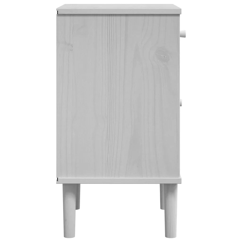 Comodino SENJA Aspetto Rattan Bianco 40x35x65 cm in Legno Pino 358014