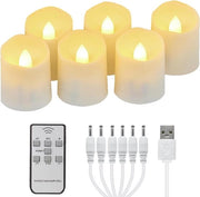 Lampade a led con fiamma oscillante - Lampade a led ricaricabili con timer a distanza - luce calda bianca regolabile elettriche a forma di candela - cavo USB - decorazione Natale Halloween - familiare diametro 4 x 45 cm