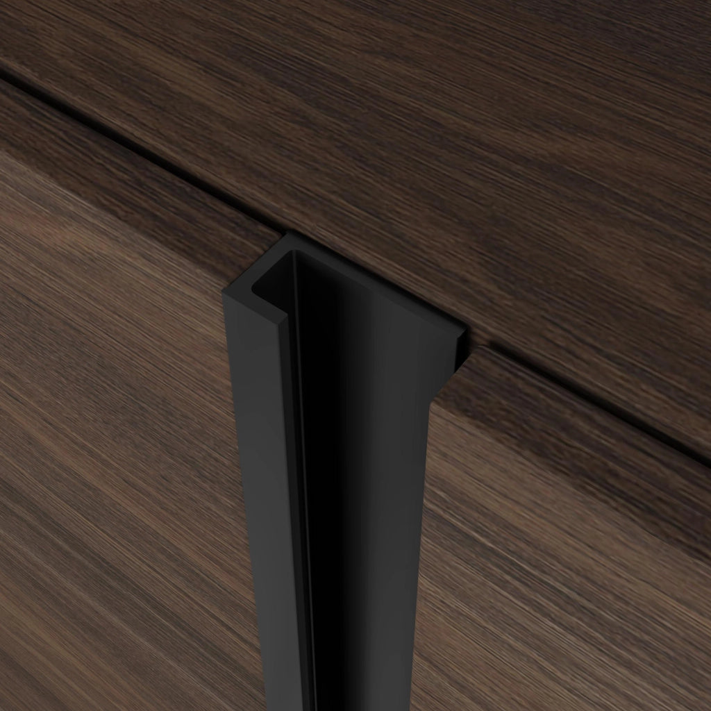 Mobile TV Soggiorno, 315x50x35 cm, Per TV fino a 80", Camino elettrico XXL, Sospeso, da appendere, LED, Rovere scuro e Nero