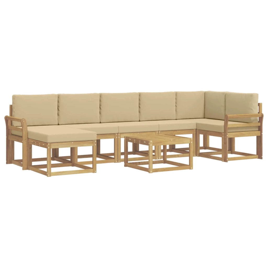 Set di divani da esterno 8 pcs Bianco e Beige Poliestere 3387982