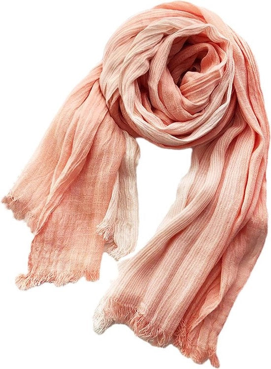 Omslagdoek estivo-autunnale - omslagdoek soffice e caldo - omslagdoek lungo di cotone con pizzi - sciarpa a strisce di cotone e lino - unisex (75 x 190 cm) - arancione - 190*75cm