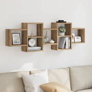 Scaffale a Parete Rovere Artigianale 129x18x42 cm in Truciolato 853226
