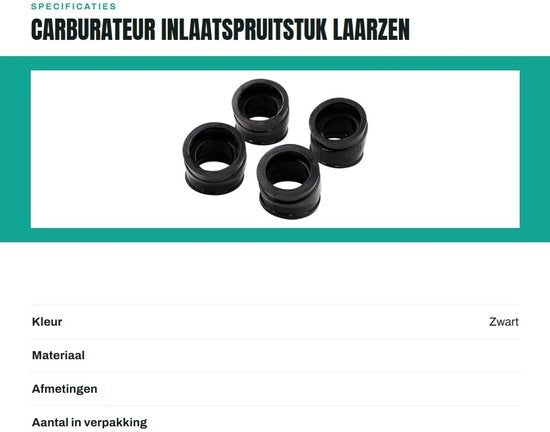 Kit di iniezione 4x pezzo - Carburatori gommate - Adatto per H-onda CB750L/C/F/K/SC - Numero di pezzo 16211-425-000 - 16212-425-000 - 16213-425-000 - Collega carburatore e motore