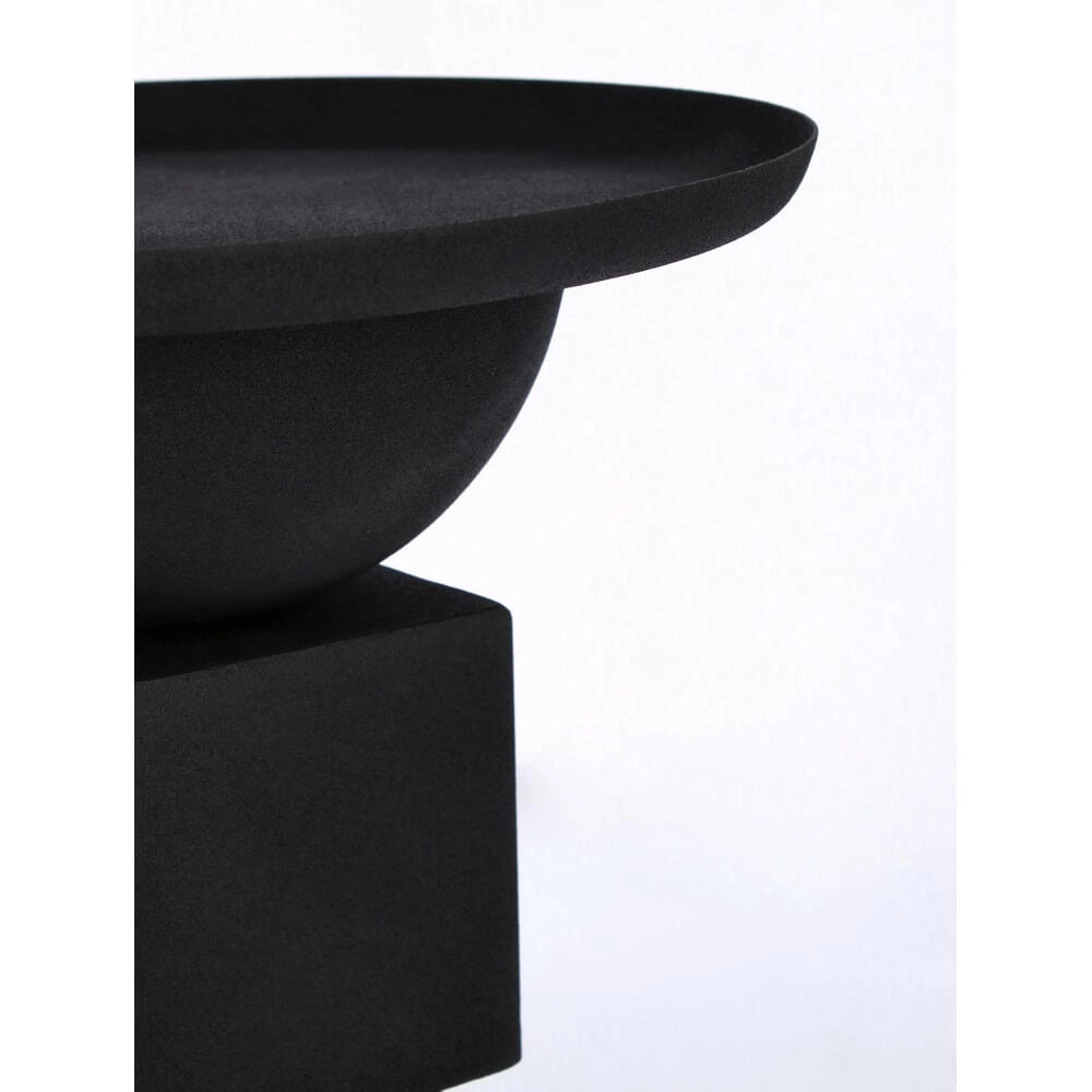 Tavolino Rotondo in Acciaio con Base Scultorea Geometrica - SYMPHONY