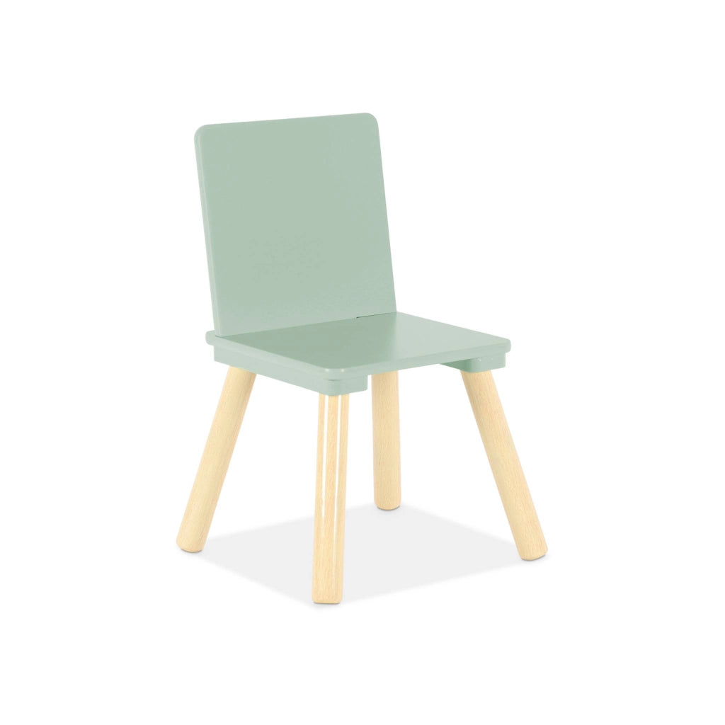 Tavolo quadrato per bambini con 2 sedie, verde