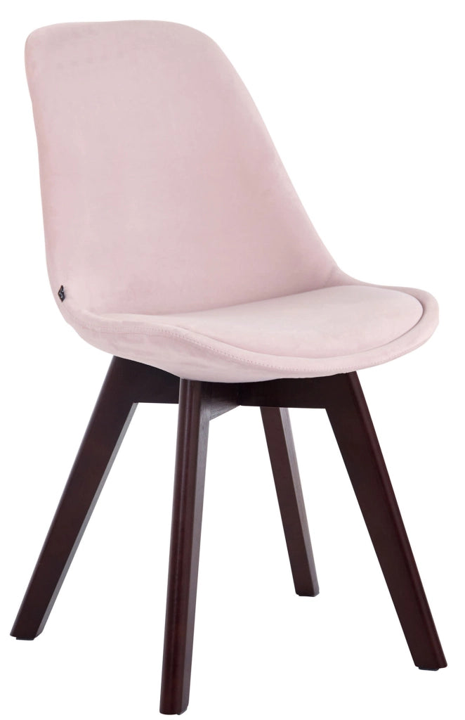 Set da 4 sedie Borneo in velluto rosa,noce