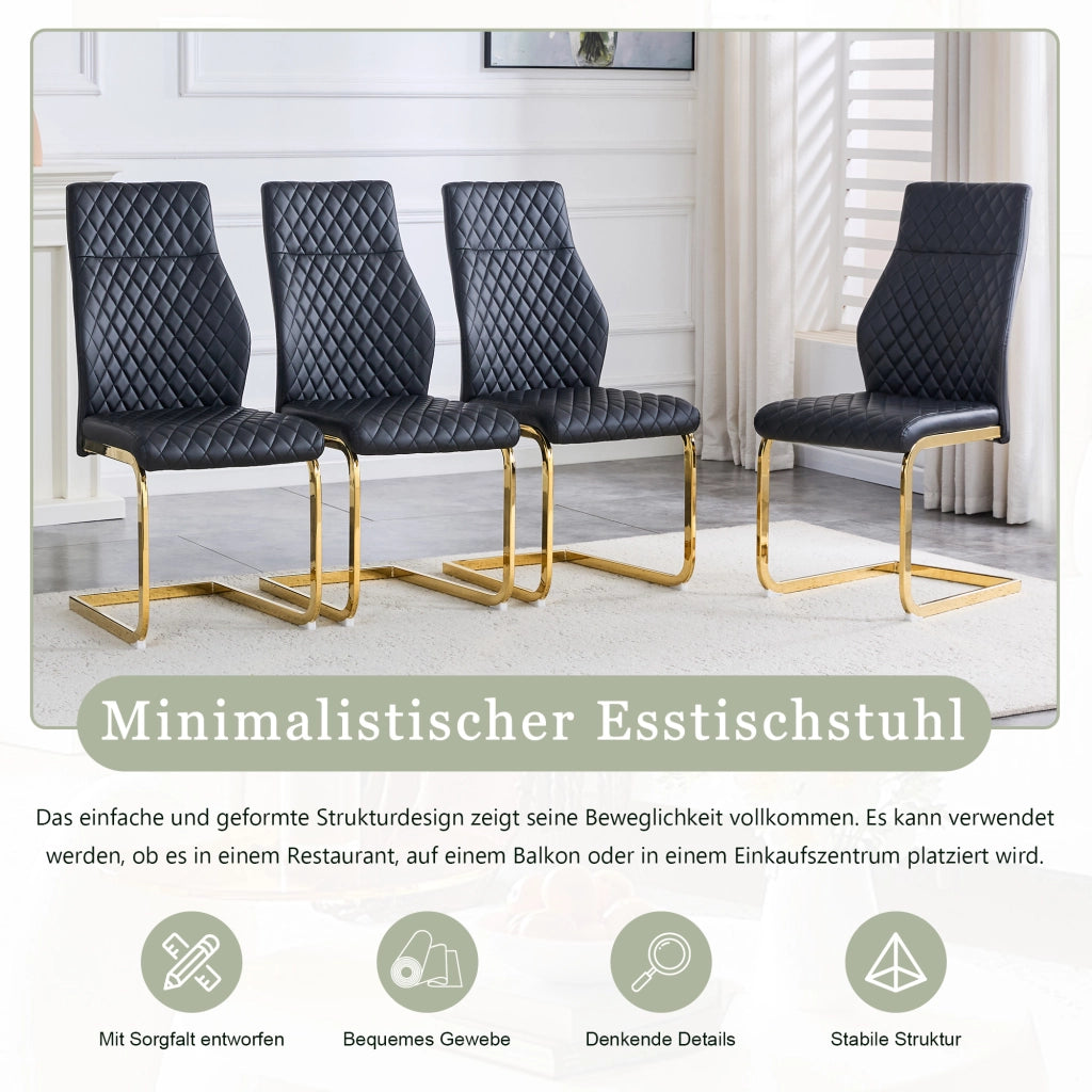 SEDIA Imbottita Rombi 100 cm Nero/Oro Set da 2 pezzi
