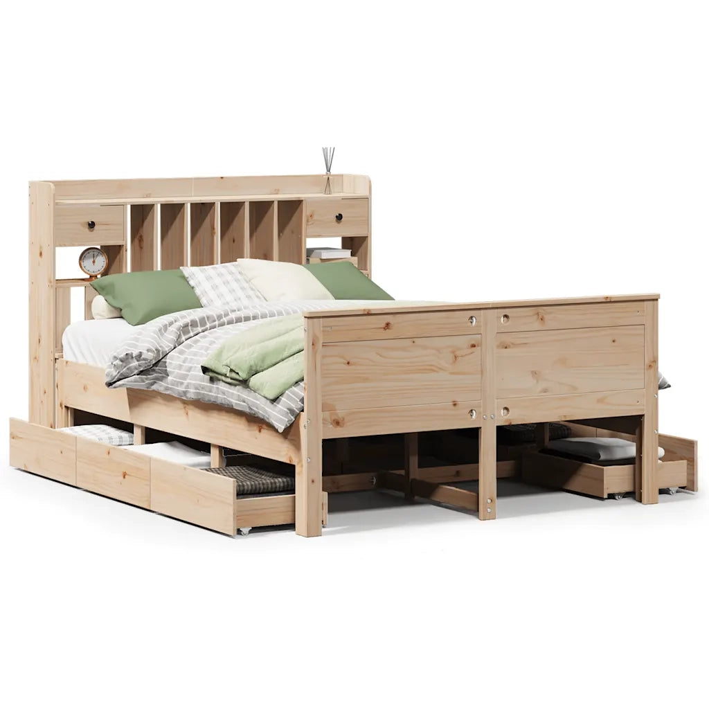 Letto Libreria senza Materasso 140x190 cm in Legno di Pino 3308933