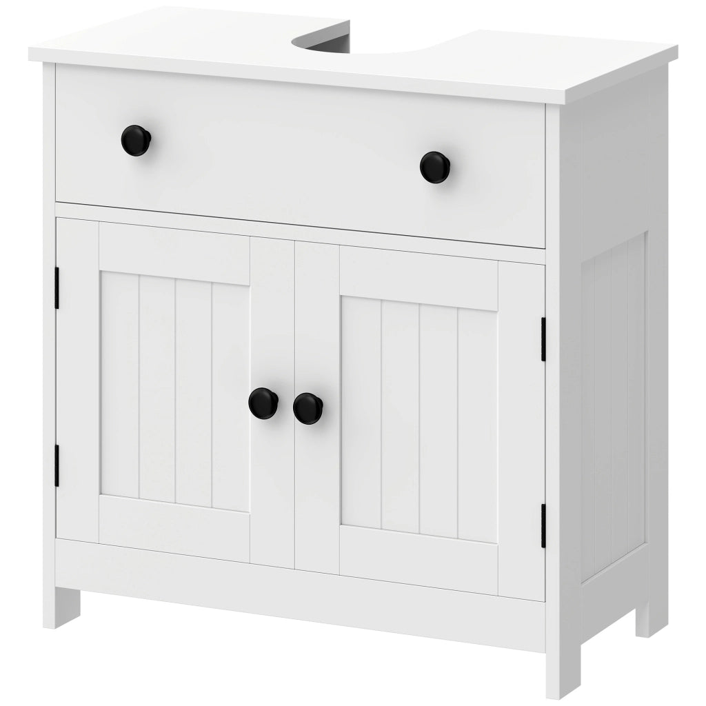 Mobile sottolavabo moderno freestanding con cassetto e 2 ante soft-close, bianco