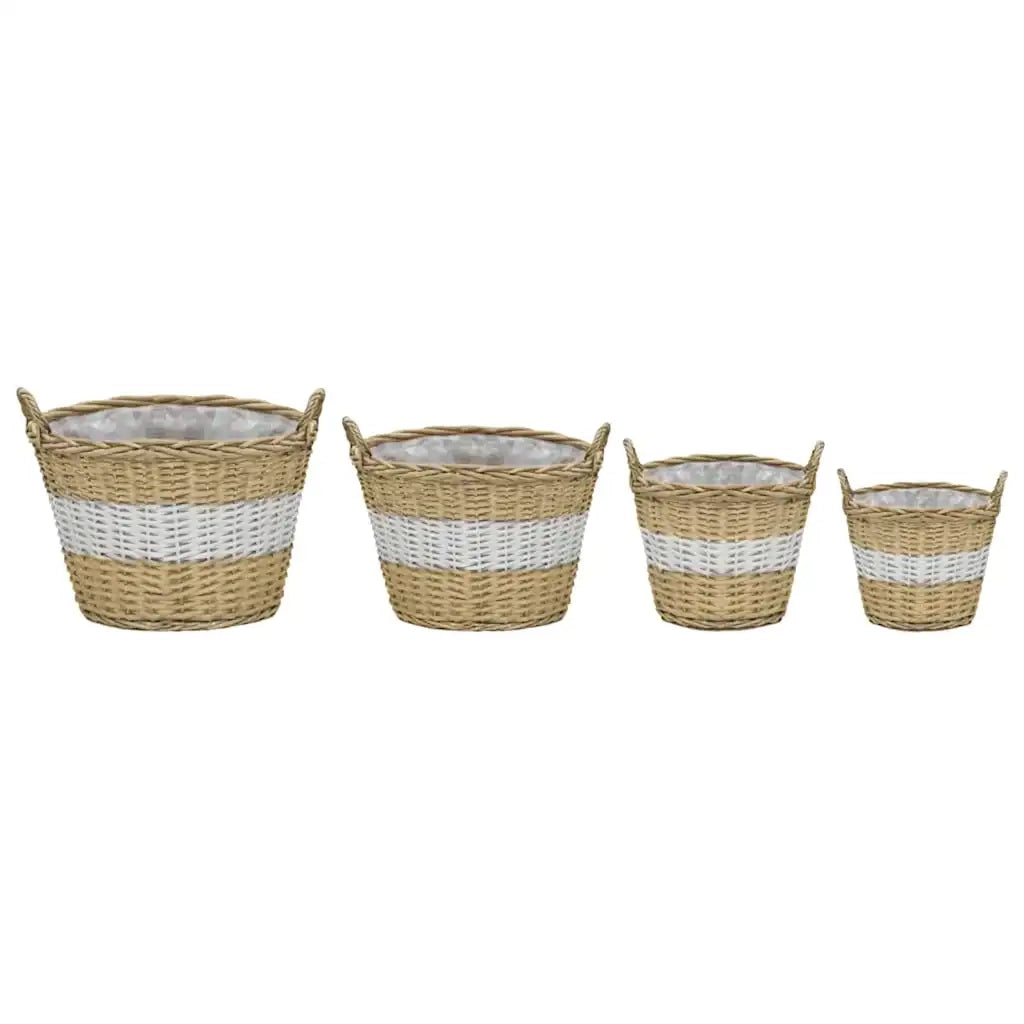 Letti Rialzati da Giardino 4 pz in Vimini e Rivestimento in PE 246830