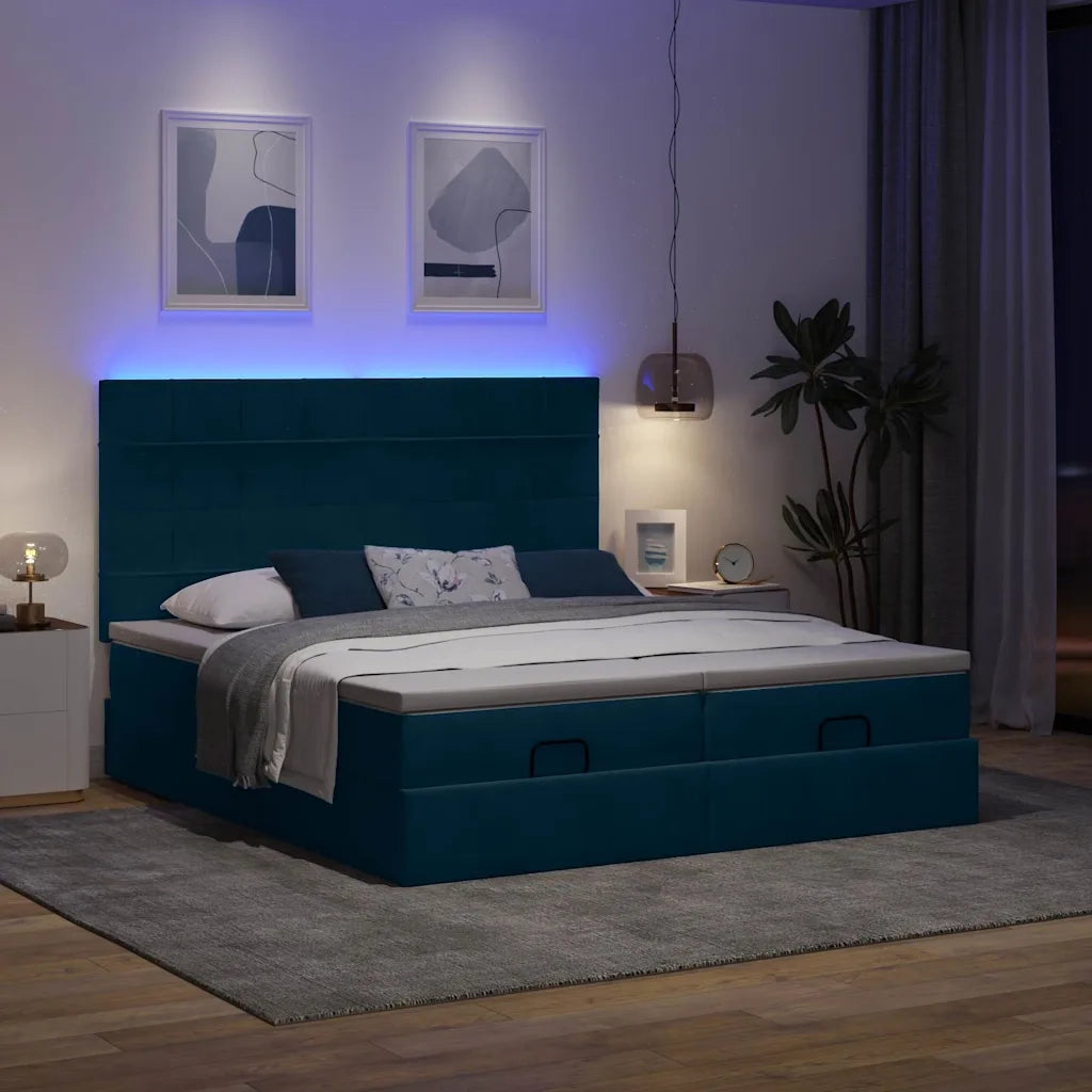 Struttura Letto Pouf con Materassi 160x200 cm Velluto