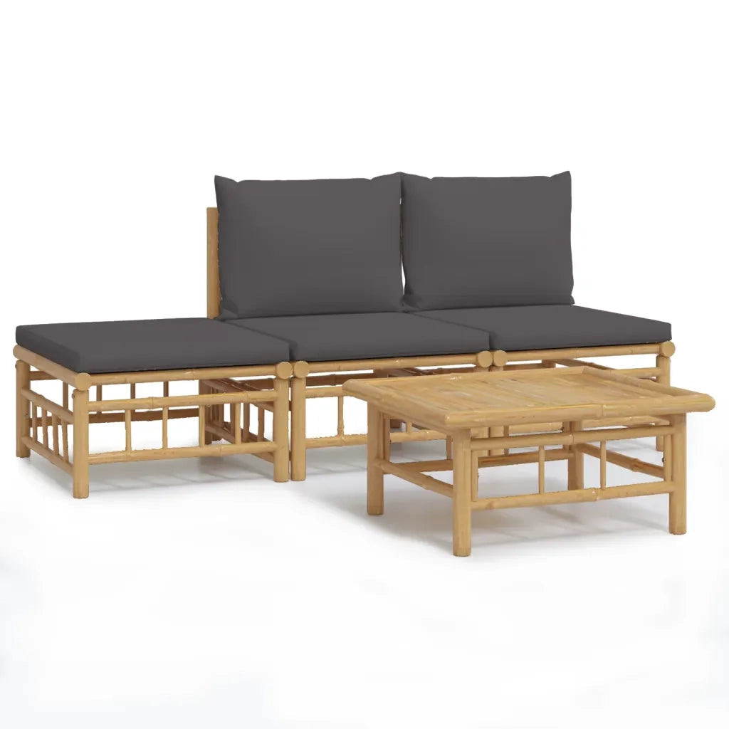 Set Salotto da Giardino 4pz con Cuscini Grigio Scuro BambÃ¹cod mxl 124254
