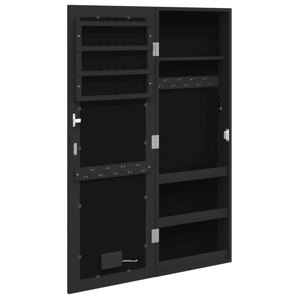Armadio Portagioie a Specchio con Luci LED a Parete Nero CFW5378665