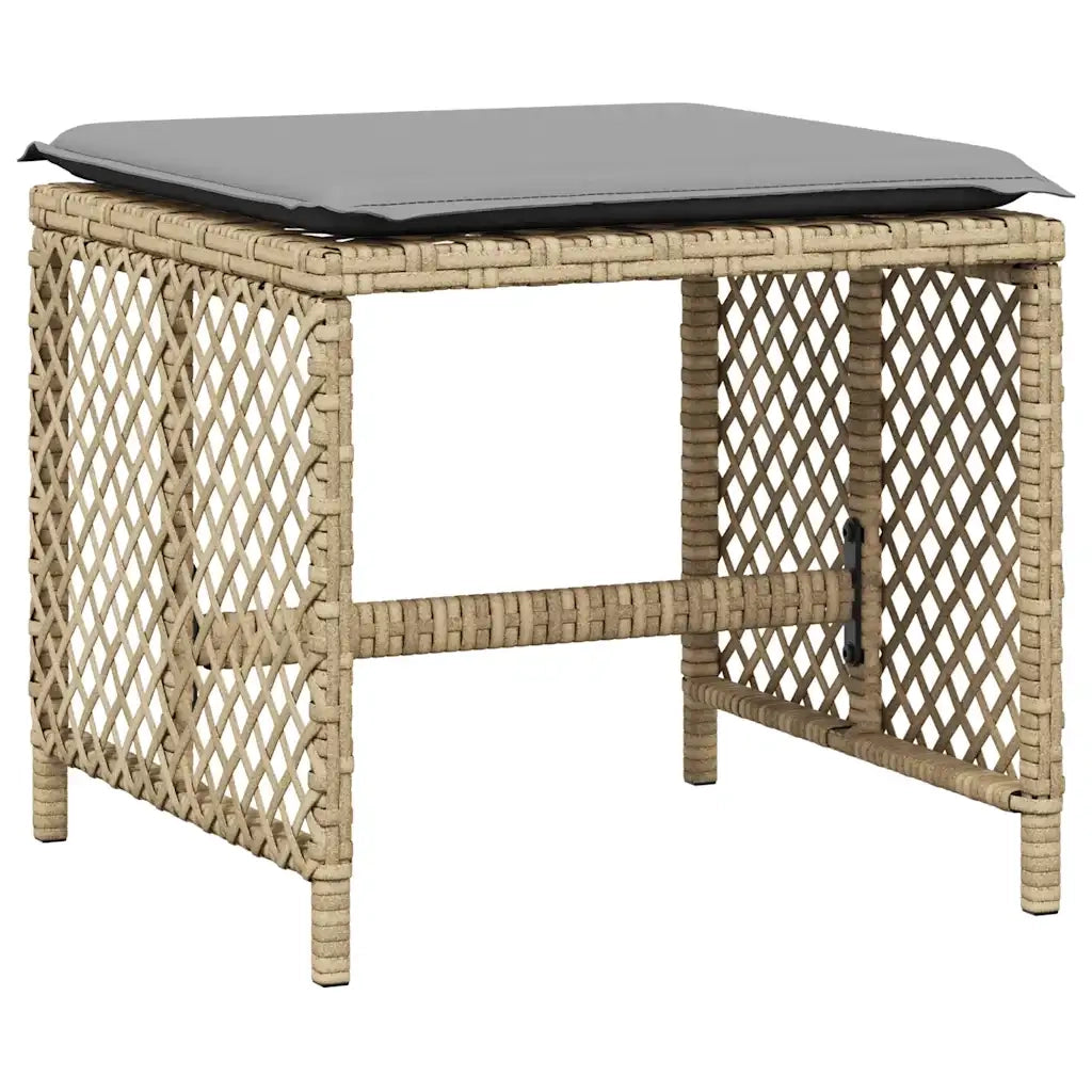 Set da Pranzo da Giardino 9 pz con Cuscini Beige in Polyrattan