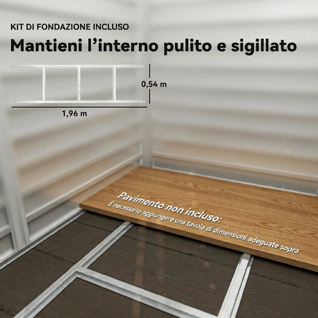 Casetta Box da Giardino 210x120x190 cm con Porte Scorrevoli e Lucchetto con Chiavi in Metallo Verde