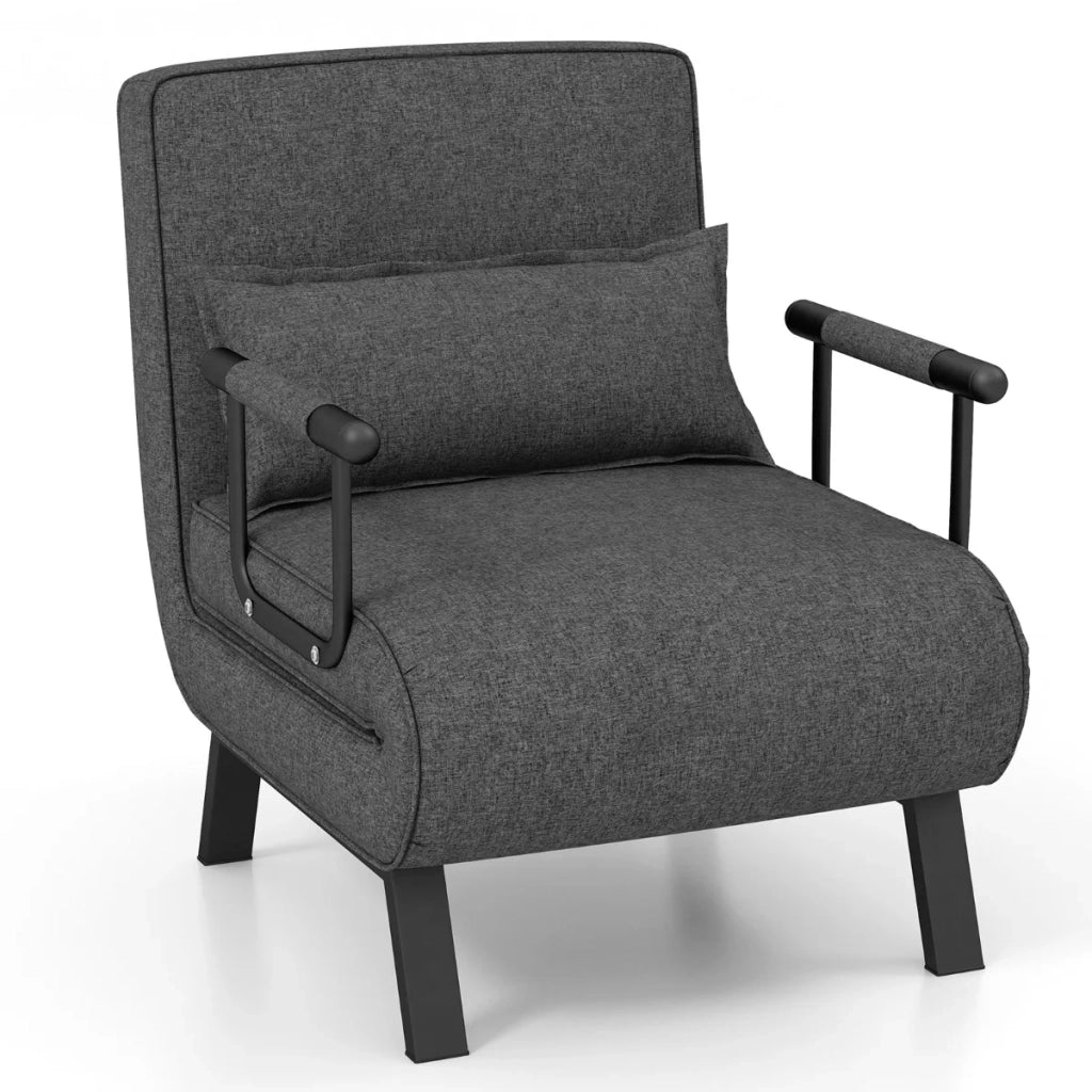Poltrona trasformabile 4 in 1 79 x 65 x 79 cm schienale regolabile in 6 posizioni comfort ottimale stile moderno lino grigio scuro 20_0021067