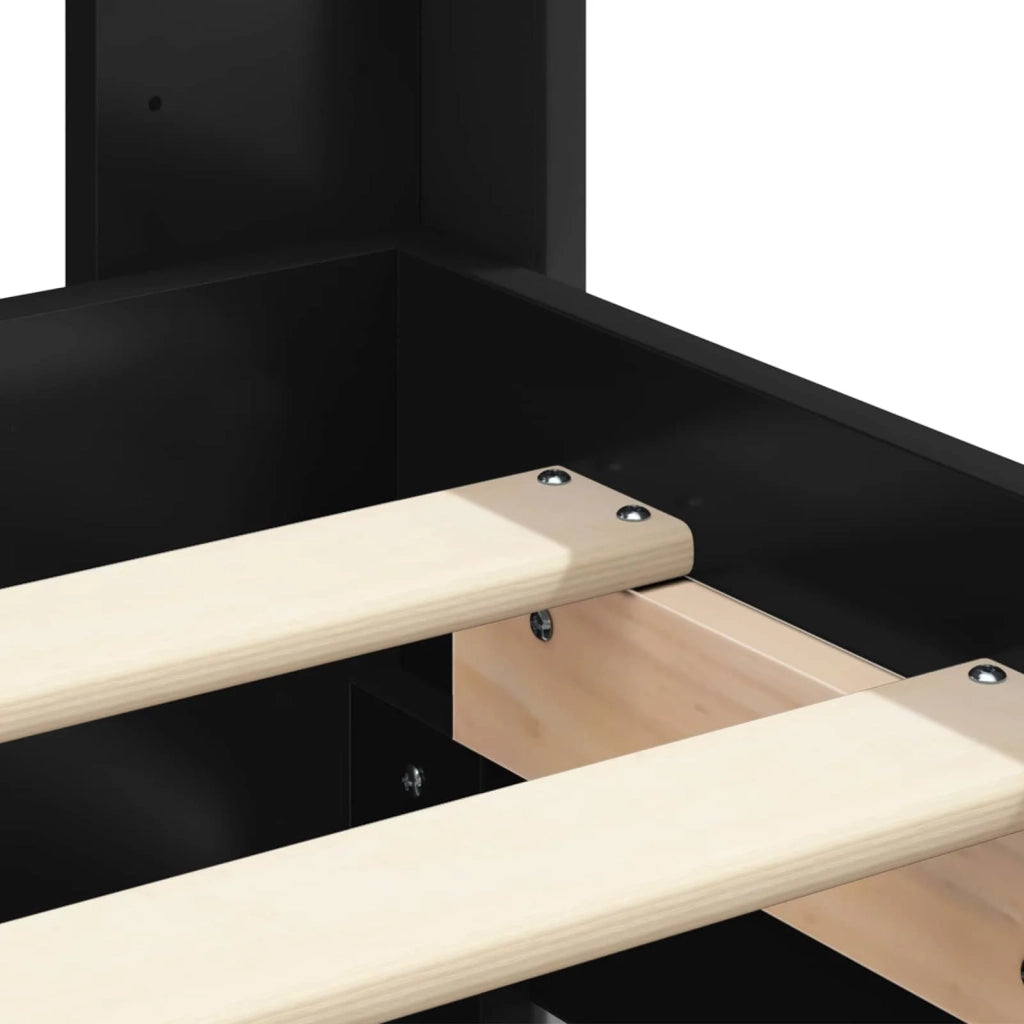 Struttura del letto con stoccaggio e testata Nero 135 x 190 cm 3414118