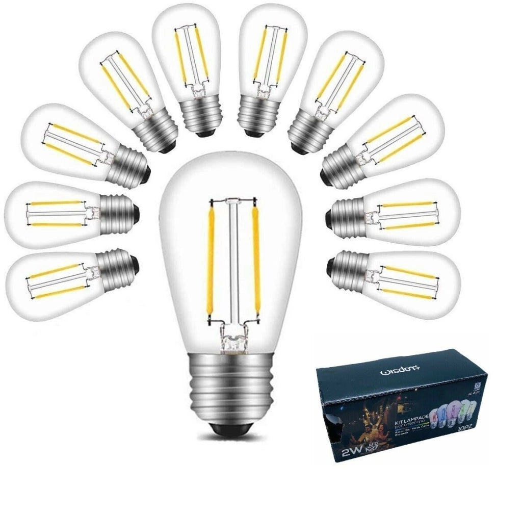 KIT 10 LAMPADA LED FILAMENTO VINTAGE RETRO BULBO E27 LAMPADINA LUCE DA 2 WATT LED LUCE CALDA 2700K