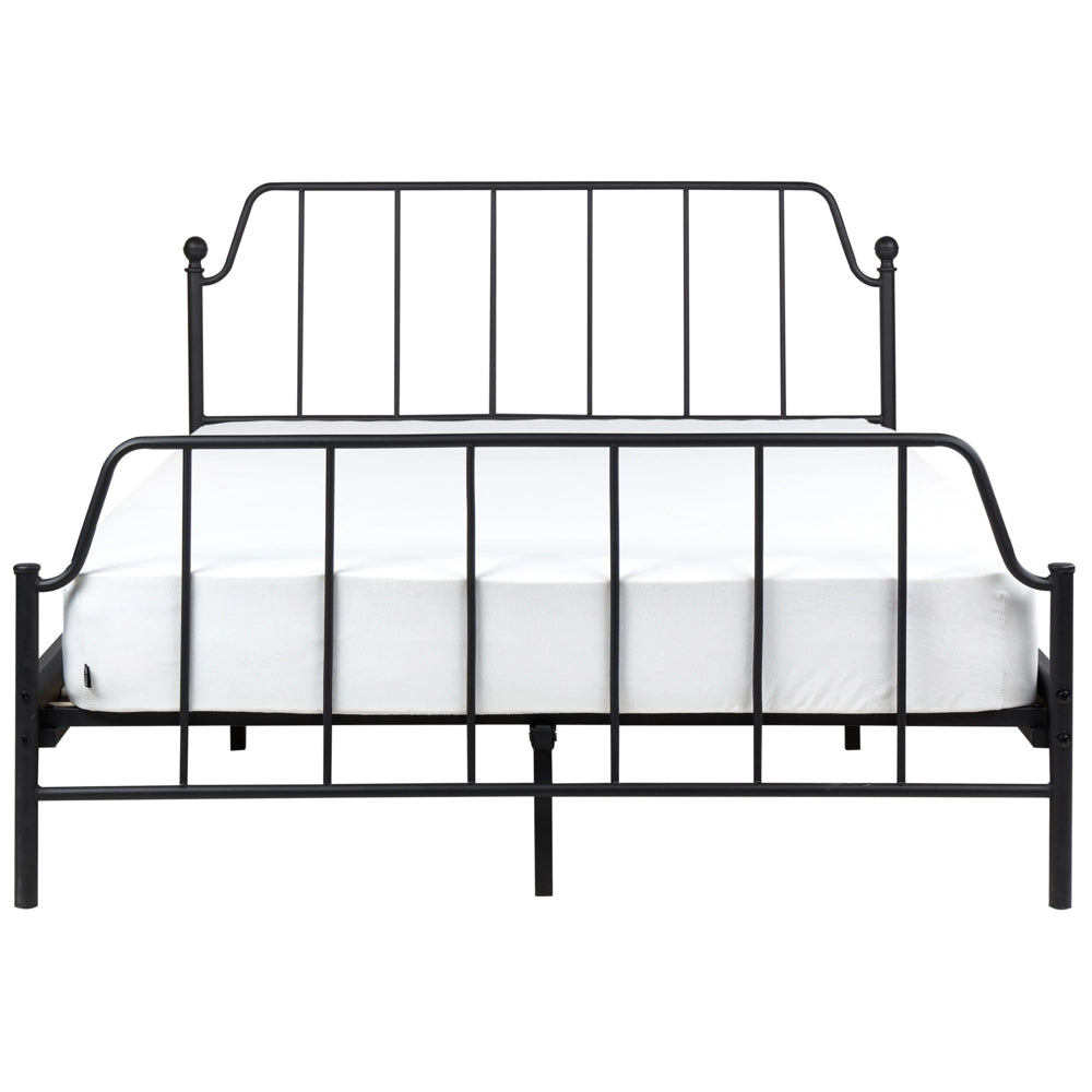 Letto matrimoniale con rete a doghe in legno di pioppo e struttura metallo nero 140 x 200 cm Camera da letto minimalista industriale