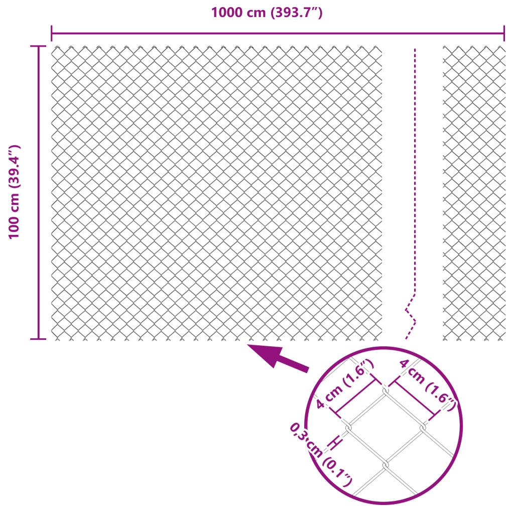 Recinzione a Maglie Catenarie Verde 1x10 m in Acciaio