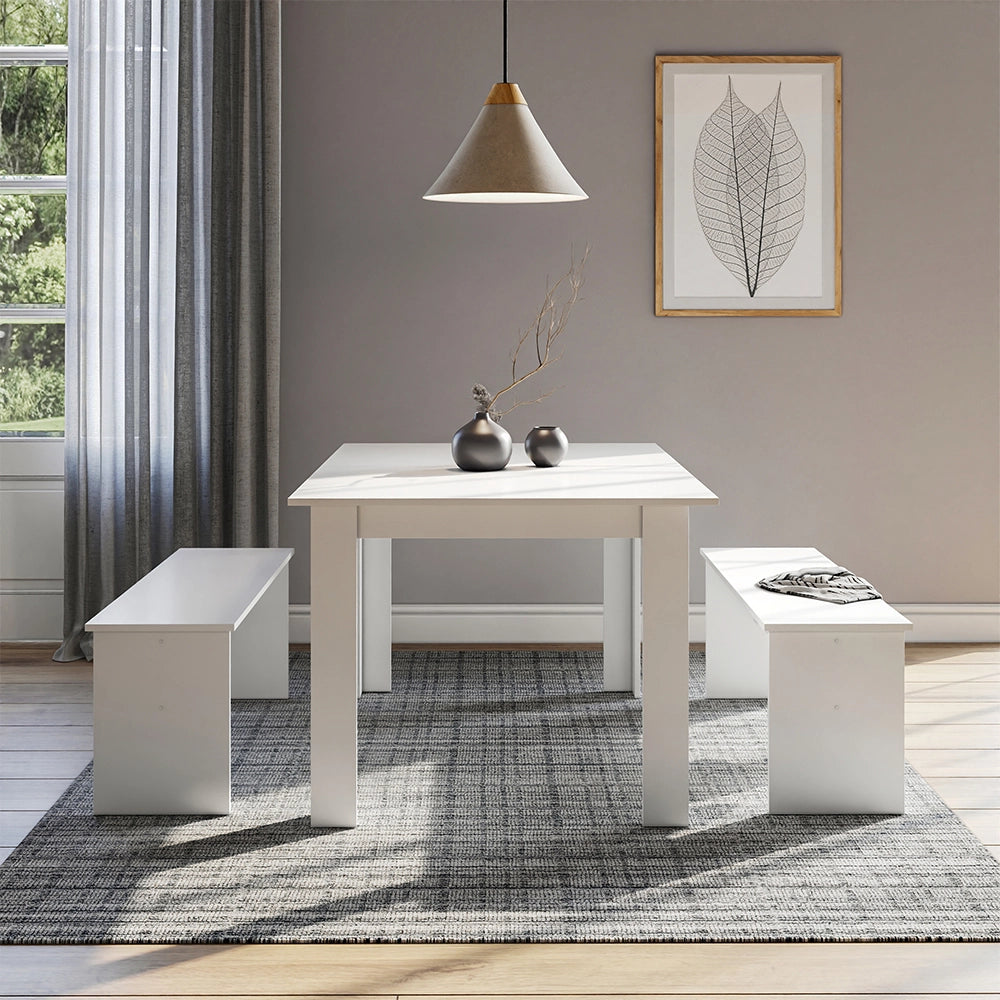 Vicco Set di tavoli da pranzo Bianco 137.6 x 92.8 cm con 2 panche