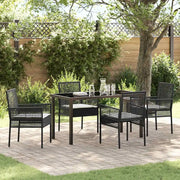 Set da Pranzo per Giardino con cuscino 5 pcs Nero polyrattan