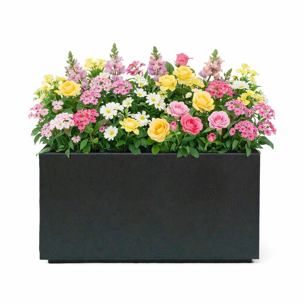 Vaso Modulare in Acciaio da Esterno, Nero Antracite, Verniciato a Polvere, Sovrapponibile ad Incastro per Giardino e Terrazzo 60x30x30 cm
