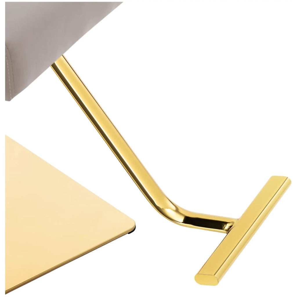 Poltrona da parrucchiere con poggiapiedi portata 200 kg acciaio inox beige oro 14_0008956