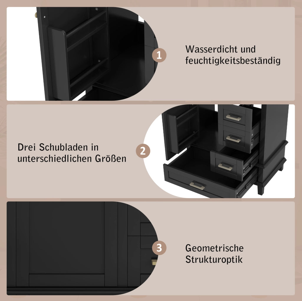 Mobile bagno nero 76x45,5x83,5 cm con lavabo in ceramica