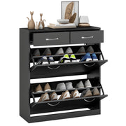 Scarpiera con cassetti e ante abbatibili ¨C zephmum ¨C Nero 80x30x91.5 cm